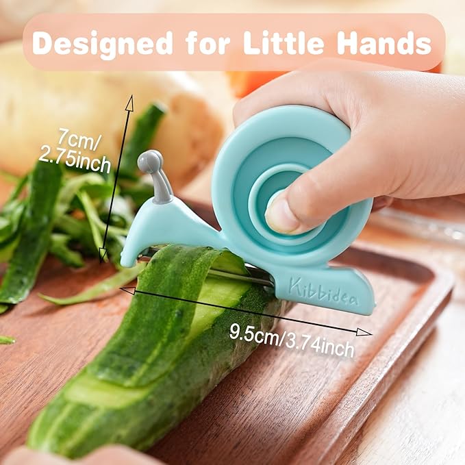 Kibbidea Vegetable Peeler, Kids Potato Fruit Peeler for Kitchen with Cut-proof Glove, Kids Cute Kitchen Accessories (Purple)