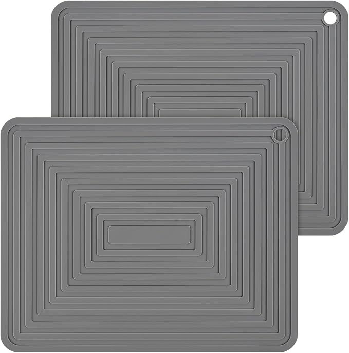 Trivets for Hot Pots and Pans-Silicone Trivets for Hot Dishes-Heat Resistant Mat for Countertops, Kitchen Small Dish Drying Mat, Silicone Pot Holders-Hot Pads for Kitchen Set 2 Dark Grey