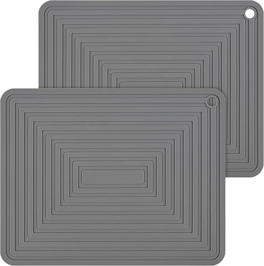 Trivets for Hot Pots and Pans-Silicone Trivets for Hot Dishes-Heat Resistant Mat for Countertops, Kitchen Small Dish Drying Mat, Silicone Pot Holders-Hot Pads for Kitchen Set 2 Dark Grey