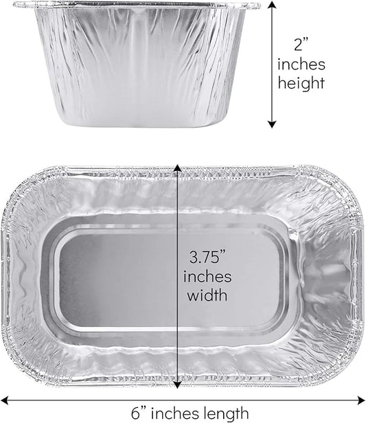 Plasticpro [1 Lb 50 Pack] Disposable Loaf Pans Aluminum Tin Foil Meal Prep Bakeware - Cookware Perfect for Baking Cakes, Bread, Meatloaf, Lasagna 1 Pound 6'' X 3.75'' X 2''