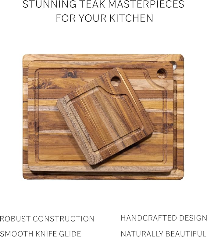 Teakhaus Marine Cutting Board with Juice Groove - Large Rectangle Bar Cutting Board - Holiday Gift Ideas for Men and Women - Gift-Ready, Reversible, Edge Grain Wood, Knife Friendly - FSC Certified