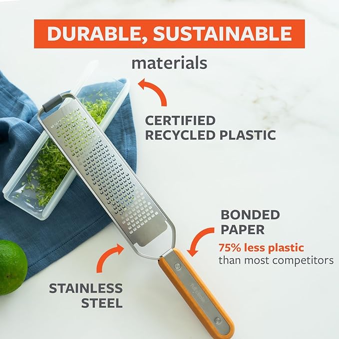 Full Circle Simply the Zest, Fine Grater and Zester with Innovative Food Catcher, High Performance Zesting – Perfect for Parmesan, Garlic, Lemon, Fruit, Chocolate and Ginger, Dishwasher Safe