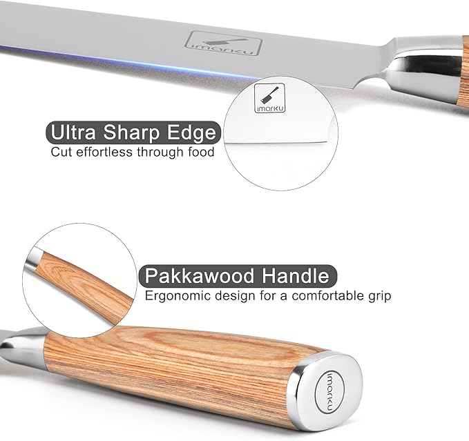 imarku Chef Knife - Pro Kitchen Knife 8 Inch Chef's Knives Japanese SUS440A Stainless Steel Sharp Paring Knife with Ergonomic Handle, Golden Handle, Birthday Gifts for Men and Women,Gyutou Knives