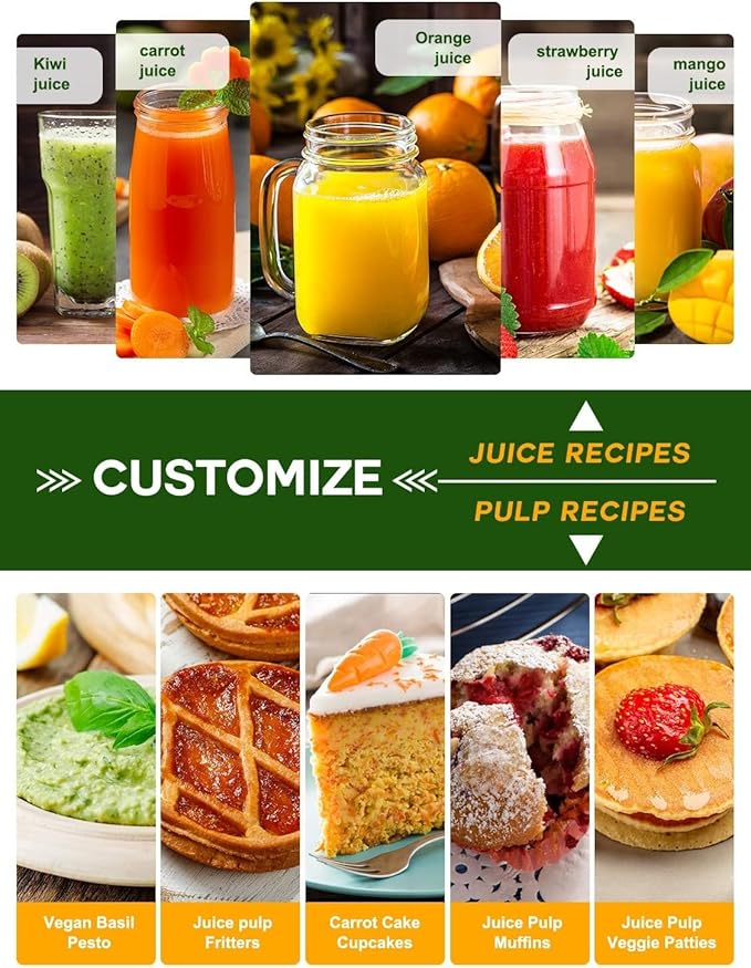 Juicer Machine, 1200W Juicer with 3" Feed Chute for Whole Fruits and Veg, Dual Speeds Centrifugal Juice Extractor, High Juice Yield, Full Copper Motor, Easy to Clean, BPA Free