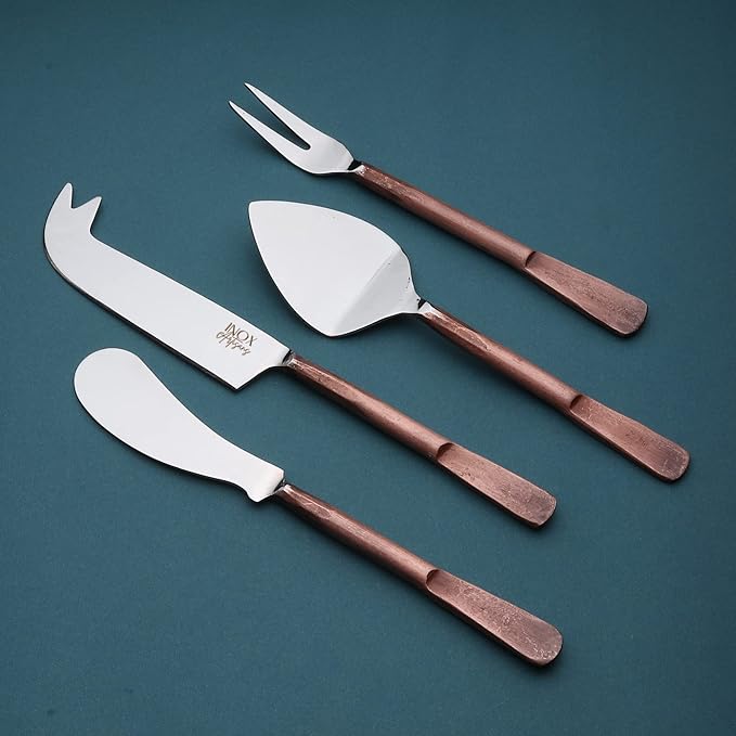 INOX artisans Celia Cheese Knives, Spreader & Fork Set