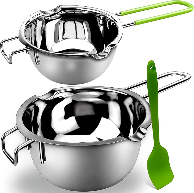 Double Boiler Pot Set for Melting Chocolate, Butter, Cheese, Caramel and Candy - 18/8 Steel Melting Pot, 2 Cup Capacity, Including The 1000ml and 600ml Capacity…