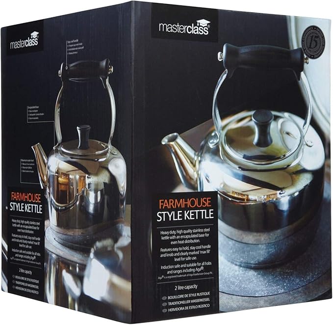 KitchenCraft 2 litre Master Class Kettle, Stainless Steel, Silver, 9 x 12 x 16 cm