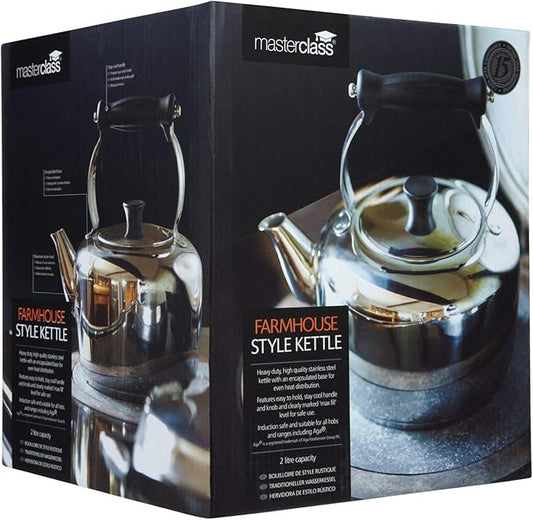 KitchenCraft 2 litre Master Class Kettle, Stainless Steel, Silver, 9 x 12 x 16 cm