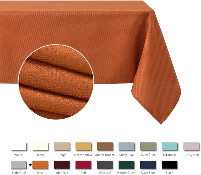 maxmill Jacquard Tablecloth Stain Resistant Waterproof Wrinkle Resistant Spillproof Washable Soft Textured Table Cloth for Dining Room, Indoor and Outdoor Use, Rectangle 60 x 140 Inch, Rust