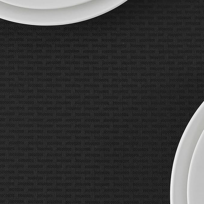 maxmill Rectangle Tablecloth Weaved Pattern Waterproof Spillproof Wrinkle Free Table Cloth, Kitchen Dining Tabletop Decoration, Fabric Table Cover for Holiday Parties, 52 x 70 Inch, Black