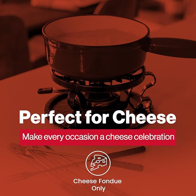 Swissmar Lugano Cast Iron Cheese Fondue Set, 9-Piece, 2 QT / 2 L - Ideal for Melting Cheese, Chocolates, Caramel, & More - Perfect for Kitchen Collection & Gift Giving - Matte White