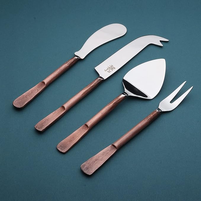 INOX artisans Celia Cheese Knives, Spreader & Fork Set