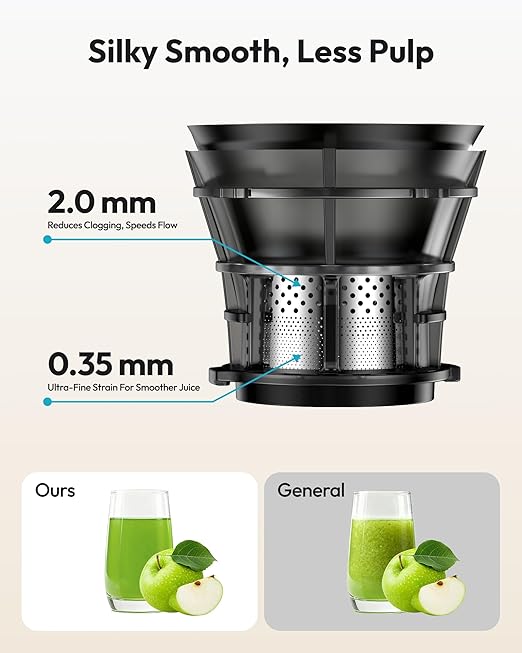 Cold Press Juicer Machines, EUHOMY 5.7" Wide Feed Chute Juicer Machines with 400W, Slow Masticating Juicer for Whole Fruits & Vegetables, High Juice Yield, Easy to clean, Black Stainless Steel