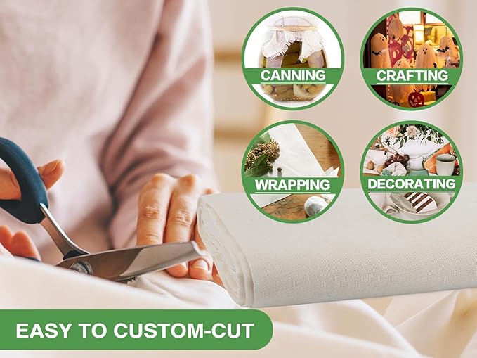 Organic Cheese Cloths, GOTS Certified, Grade 100, 36 Sq Feet, Reusable Cheese Cloth with Closed Edges Fabric Fine Mesh Cloth, Unbleached Cotton Muslin Cheesecloth for Straining,Bread,Crafts - 4 Yards