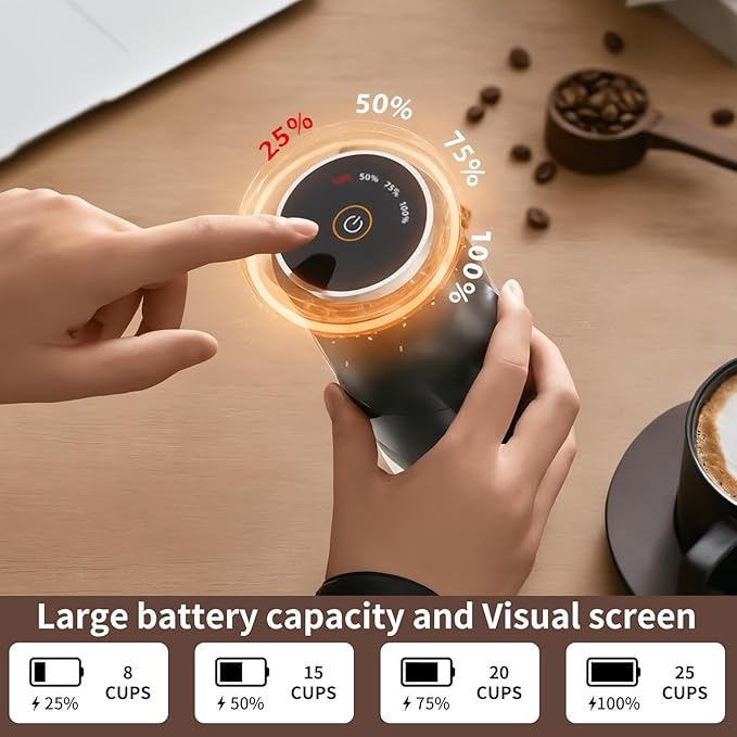 OUUTIIOL Portable Electric Coffee Grinder Rechargeable,Office 38 Adjustable Grinding Settings， LED Battery Indicator Shows Remaining Battery, Suitable for Travel, Camping, Office