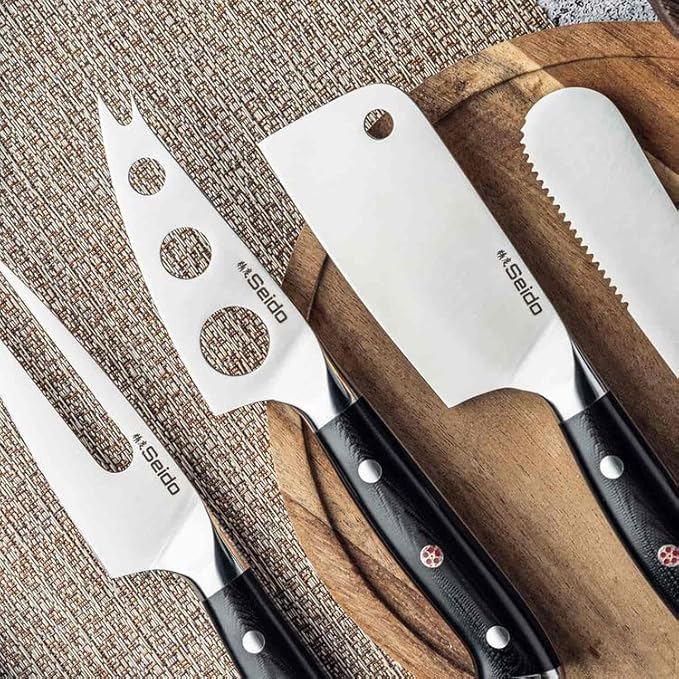 Seido Knives Shujin 4-Piece Charcuterie & Cheese Knife Set – Master Every Slice & Spread with Precision Elegance