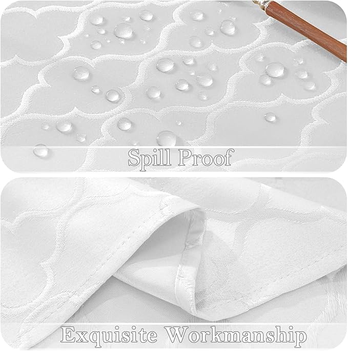 Larponder Tablecloth Rectangle, Jacquard Polyester Table Cloth, Washable & Spill Proof Table Cover for Spring Kitchen Dining Party Picnic (Rectangle, 60" x 84", White)