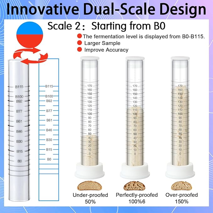 Yungyan Sourdough Aliquot Jar Kit Fermentation Tracker Sourdough Starter Tube Baking Supplies with Graduated Glass Tube Silicone Stopper Pump Cleaning Brush for Bread Proof Baking(White)
