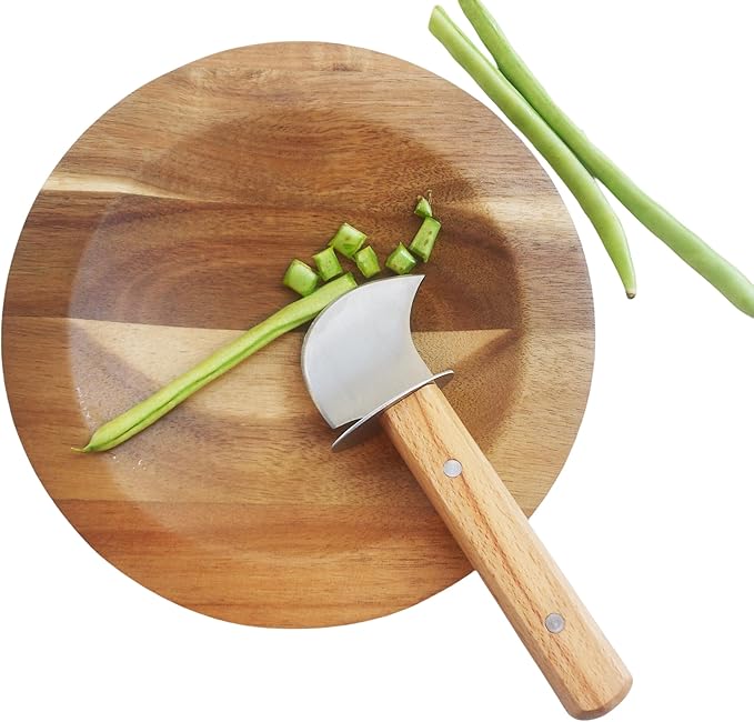 2Pack Adaptive Rocking Knife One-Handed Steak Cutter with Curved Blade, Anti-Slip Wooden Handle Rocker Knife for Meat & Veggies