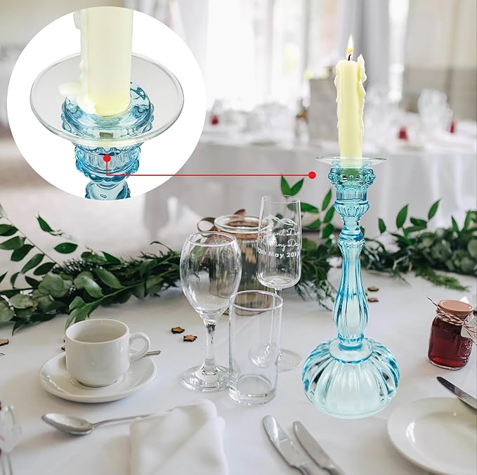 4 Pieces Bent Glass Candle Bobeches for Candlesticks, Taper Candle Wax Catcher Rings, Candle Wax Drip Protectors (Round)
