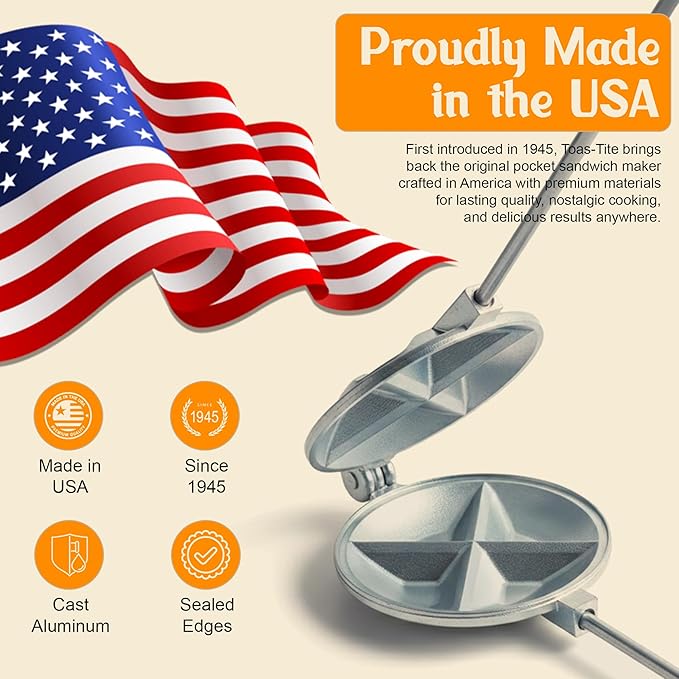 Sandwich Grill 3-Pack | Handheld Sandwich Maker & Panini Press, Portable Cast Aluminum Pie Iron for Hot Sandwiches, Pockets & Snacks | Stovetop, Grill, RV Camper & Campfire Cooking Tool