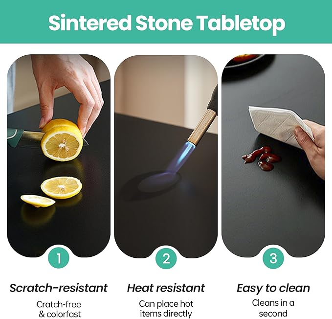 23.6" Lazy Susan Turntable – 360° Sinteredstone Silent Anti-Slip Turntable, Table Top Centerpiece for Kitchen, Pantry, Spice Rack, Refrigerator & Dining Table, Black