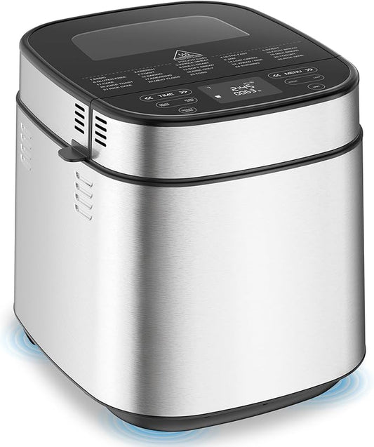 2.5LB Bread Maker with Built-in Electronic Scale, 25-in-1 Bread Machine, Beginner-Friendly with Adjustable Baking & Fermentation, Non-Stick Easy-Clean Pan,Quiet,15H Delay, Recipes, Ivory White