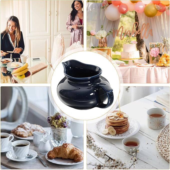 BESTOYARD Ceramic Milk Pot Sauce Boat with Handle 4.72X3.54X2.36In Multi-Function Gravy Boat for Home Kitchen Dining Easy Pour Sauce Cup