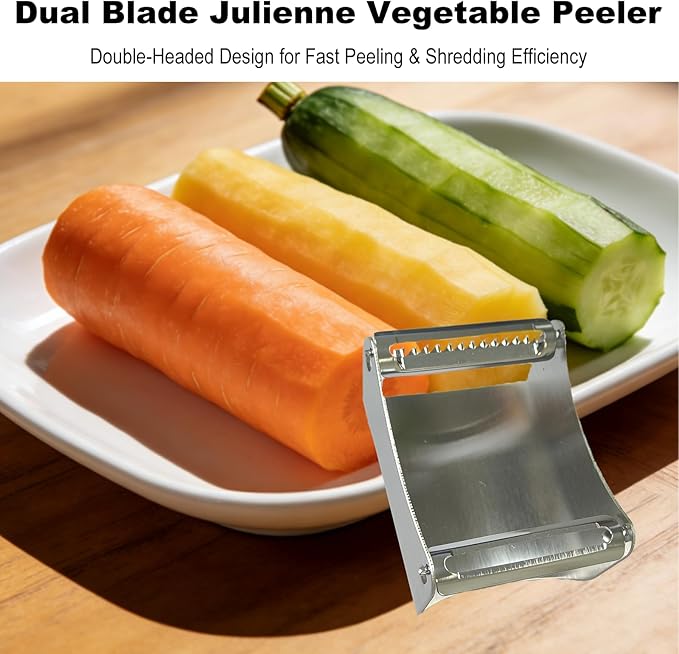 Julienne Peeler Vegetable Peeler and Curler for Kitchen Multifunctional Manual Peelerz for Apple Potato Onion Ribbon Noodle Maker for Easy Precise Cutting