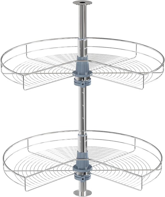 Dowell Base Cabinet Kidney Shape Dia.24 270° Lazy Susan, 2 Shelves, Kitchen Base Corner Cabinet Organizer (Chrome 4001 270 24)