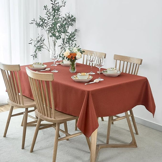 maxmill Fall Tablecloth Stain Resistant Waterproof Wrinkle Resistant Spillproof Soft Weave Texture Table Cloth for Dining Room, Harvest Thanksgiving Dinner, Rectangle 60 x 140 Inch, Rustic Brick