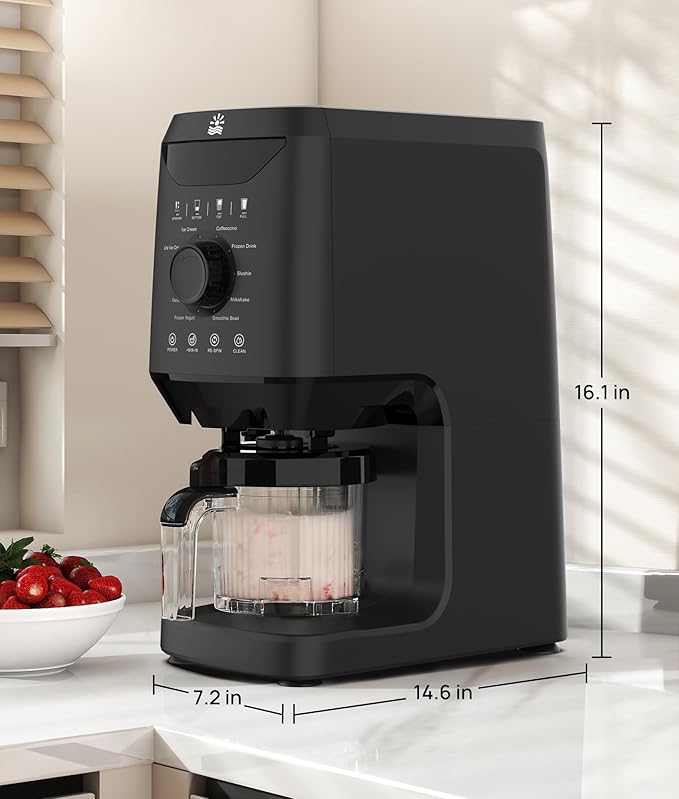 Homemade Ice Cream Maker Machine - 12-in-1 Ice Cream Maker with 2 Pint Containers & Lids, Gelato, Sorbet and Frozen Yogurt Maker, Self-Cleaning, Family Size, Black,Pre-freeze for 24 Hours