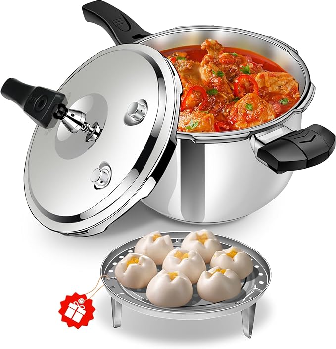 6.34qt Stainless Steel Pressure Cooker, All Stovetops Induction Compatible, Cooking Pressure Cooker 6.34+qt，pressure pot ，largt olla de presion