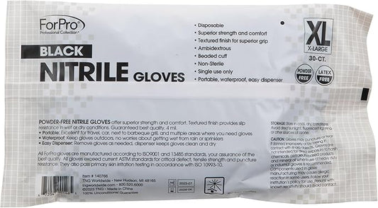 ForPro Disposable Nitrile Gloves, Chemical Resistant, Powder-Free, Latex-Free, Non-Sterile, Food Safe, 4 Mil