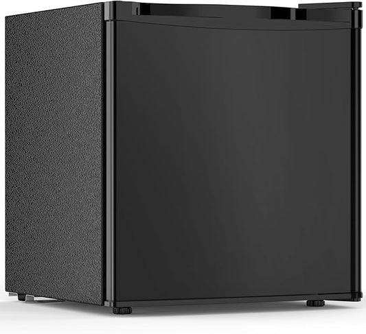 1.7 Cu.ft Mini Fridge with Freezer, Compact Refrigerator, Single Reversible Door, Ultra Quiet, Energy Efficient for Office, Dorm, Bedroom, Apartment, Black
