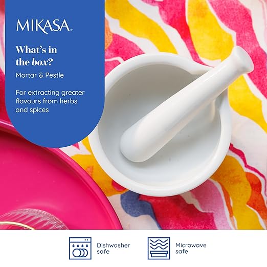 Mikasa Chalk Porcelain Mortar & Pestle, Labelled