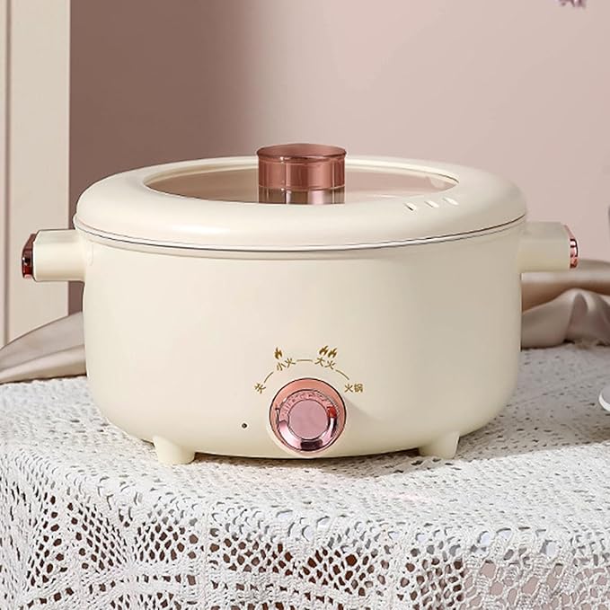 Electric Hot Pot, 3.5L Rapid Noodles Cooker Multifunctional Cooking Pot for Ramen Egg Pasta Soup Porridge, with Ceramic Enamel Non Stick Coating