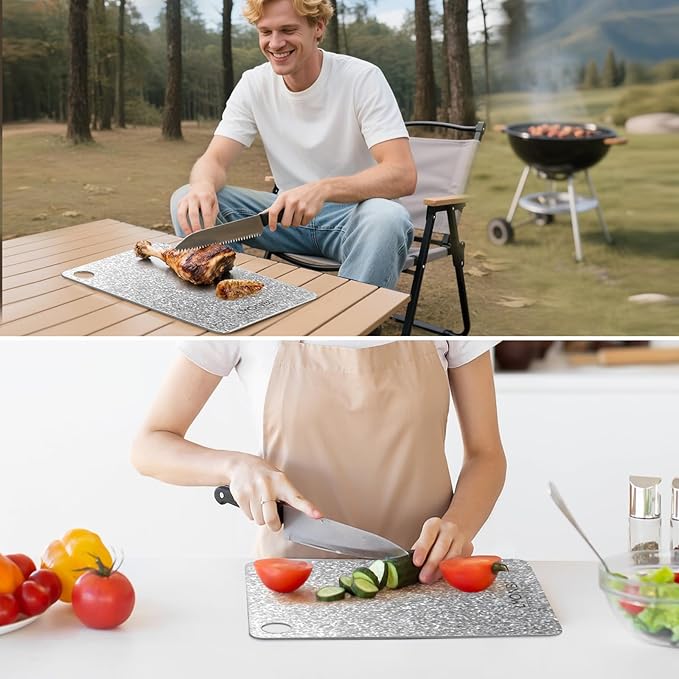 Titanium Cutting Board |100% Pure GR1 Titanium Cutting Board 0.08" Thick |Durable and Double-Sided Cutting Boards for Meat, Fruits and Vegetables | Dishwasher Safe (15" x 10" x 0.08")(Crystallization)