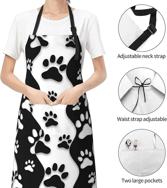 Apron with Pockets Aprons for Women Men Kitchen Chef Apron for Cooking Gardening Server Waitress Painting