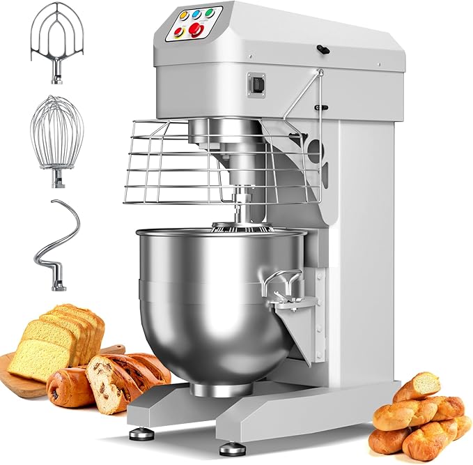 Ekway 60Qt Commercial Food Mixer, 3500W Heavy Duty Dough Mixer 3-Speeds Adjustable,Electric Commercial Stand Mixer with Stainless Steel Bowl for Kitchenaid Bakery and Pizzeria,220V