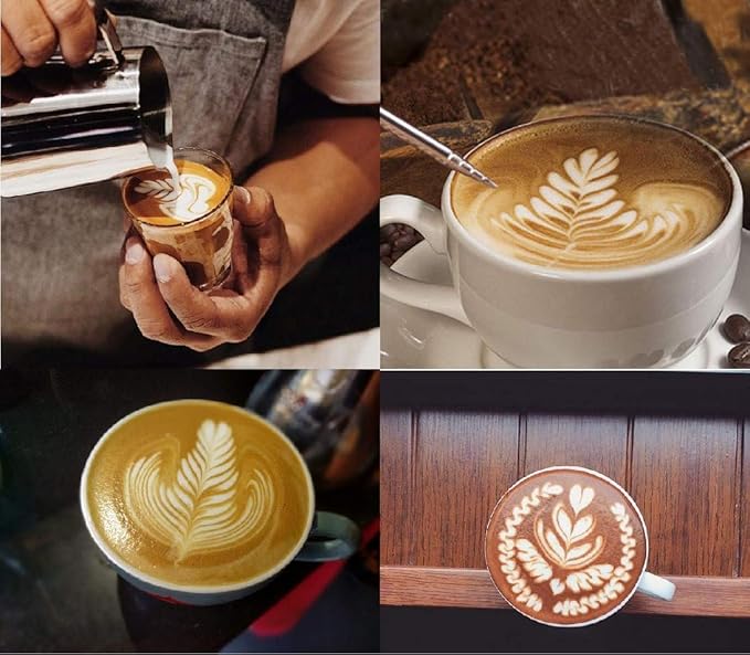 Milk Frothing Pitcher 12oz Stainless Steel Pitcher Perfect for Latte Art,Espresso Maker,Cappuccino Maker-18/8 Stainless Steel Milk Frother 350ml Steaming Pitcher Blue Color