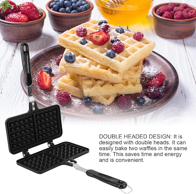 Nonstick Waffle Maker Pan, Pan Waffle Maker, Portable Stove Top Waffle Maker Pan, Camp Stove Top Waffle Skillet for Belgian Waffles Sandwich Toaster, Sandwich Maker