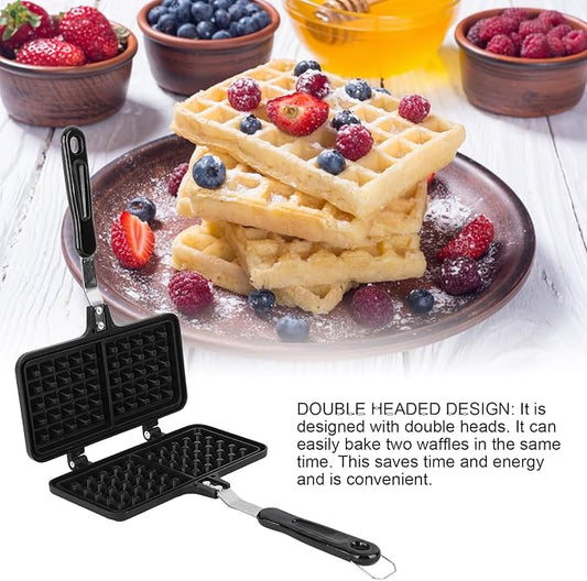 Nonstick Waffle Maker Pan, Pan Waffle Maker, Portable Stove Top Waffle Maker Pan, Camp Stove Top Waffle Skillet for Belgian Waffles Sandwich Toaster, Sandwich Maker