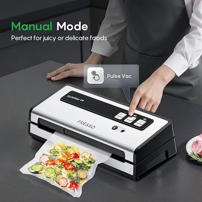 FRESKO Vacuum Sealer Machine with Automatic Bag Detection, Mason Jar Vacuum Accessory Set, Double Heat Seal, Easy to Use, Starter Kits