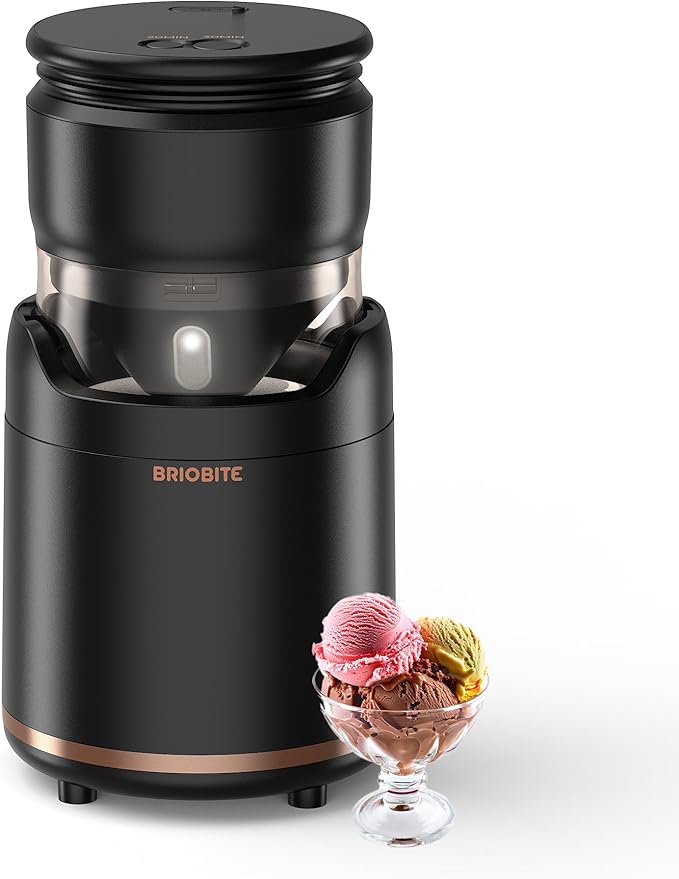 Ice Cream Maker Machine – Premium Mini Electric Maker Machine with Low-Noise Operation, Rechargeable,Perfect for Gelato, Sorbet & Frozen Yogurt, Easy to Clean,Black