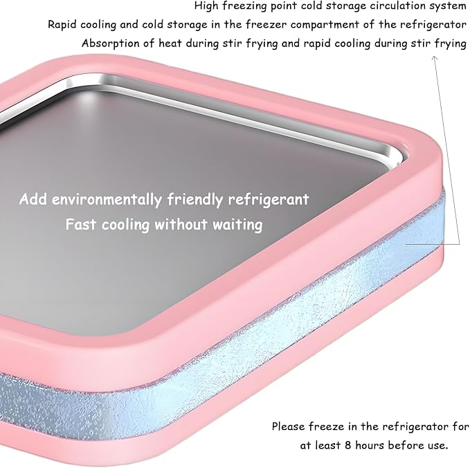 Rolled Ice Cream Maker,Parent Child Homemade Instant Frozen Yogurt Maker,with 2 Spatulas,Plug In Free,Food-Grade 304 Stainless Steel,Safer for Children To Use(Pink, (8.9in*6.9in*1.6in))
