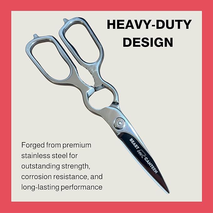Kitchen Shears (Heavy-Duty Kitchen Scissors) – Forged 3Cr14 Stainless Steel, Come-Apart Design, Electropolished Rust-Resistant Finish, Built-In Nutcracker & Bottle Opener