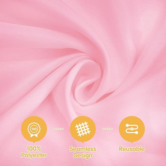 BRILLMAX 8 Pack Pink Tablecloths 60 x 126 Inch for 8ft Rectangle Tables - 150 GSM Polyester Fabric, 15" Standard Drop, Water, Stain & Wrinkle Resistant Cloth Cover for Wedding Banquet Dining Buffet