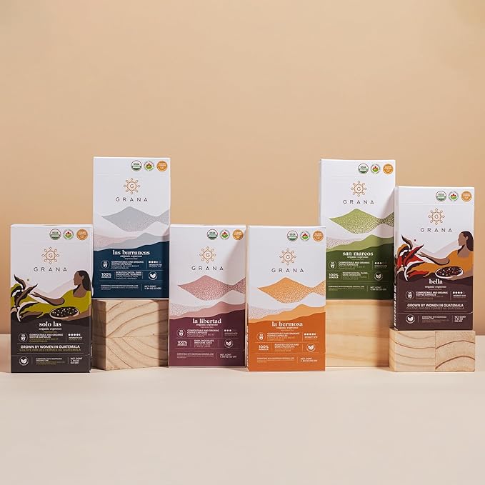 G GRANA Coffee Pods, Compatible with Nespresso OriginalLine, 40 Count, Medium and Dark Roast, USDA Organic 100% Arabica Single Source Specialty Coffee, Compostable Single Serve Capsules