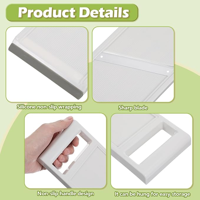 Hand Mandoline Slicer,Portable Handheld Vegetable Mandoline Slicer with Stainless Steel Blade, Cucumber Clicer Thin for Vegetables,Fruits,Potatoes,Cheese,Carrots,Quick Uniform Slice,White